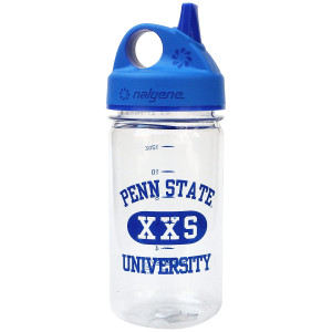 water bottle 12oz with blue sip lid and Penn State University XXS